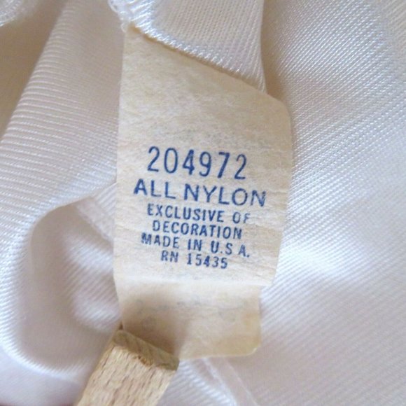 Vintage 70s Full Length Sweeping Nylon Slip Nightgown S White Lace Slit Leg Tie - Picture 6 of 12